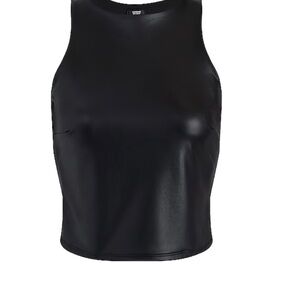 Express Black Faux Leather Crop Top